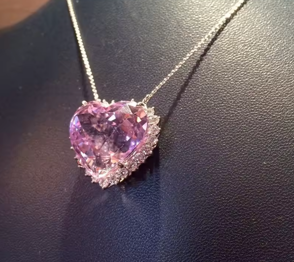 Romantic Princess Pink Heart CZ Pendant Necklace