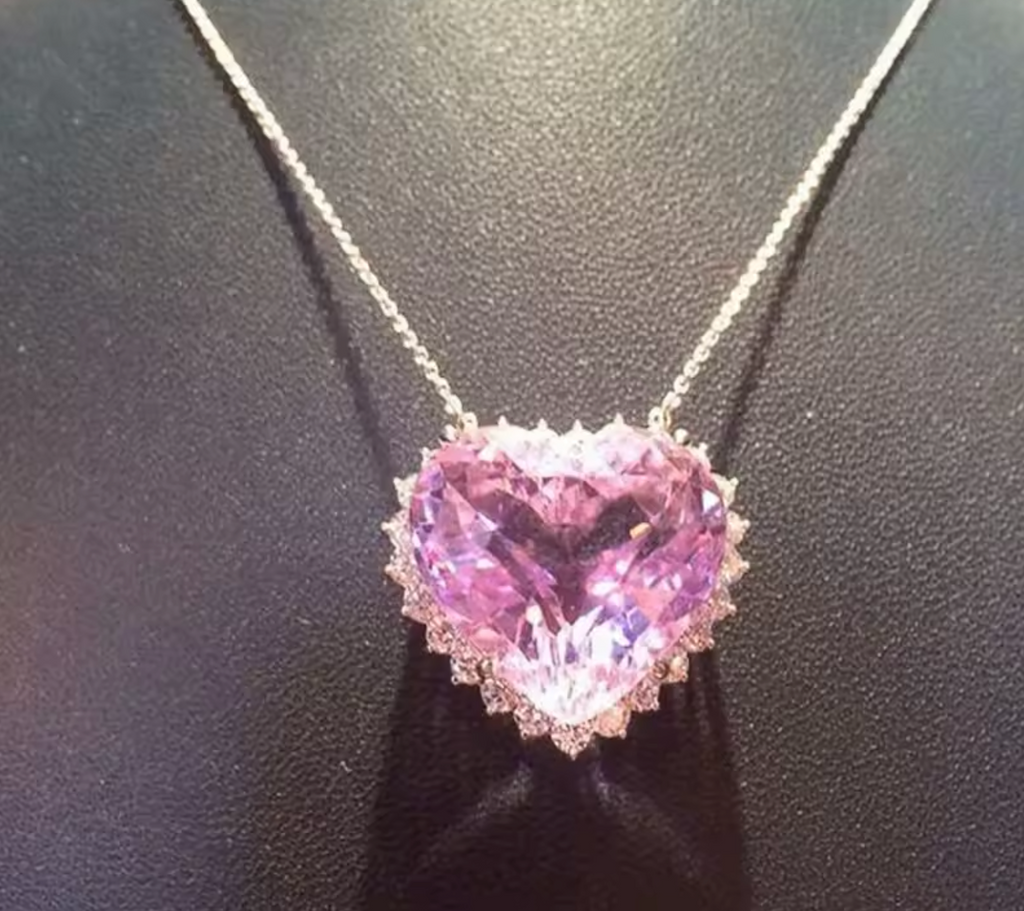 Romantic Princess Pink Heart CZ Pendant Necklace