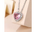 Romantic Princess Pink Heart CZ Pendant Necklace
