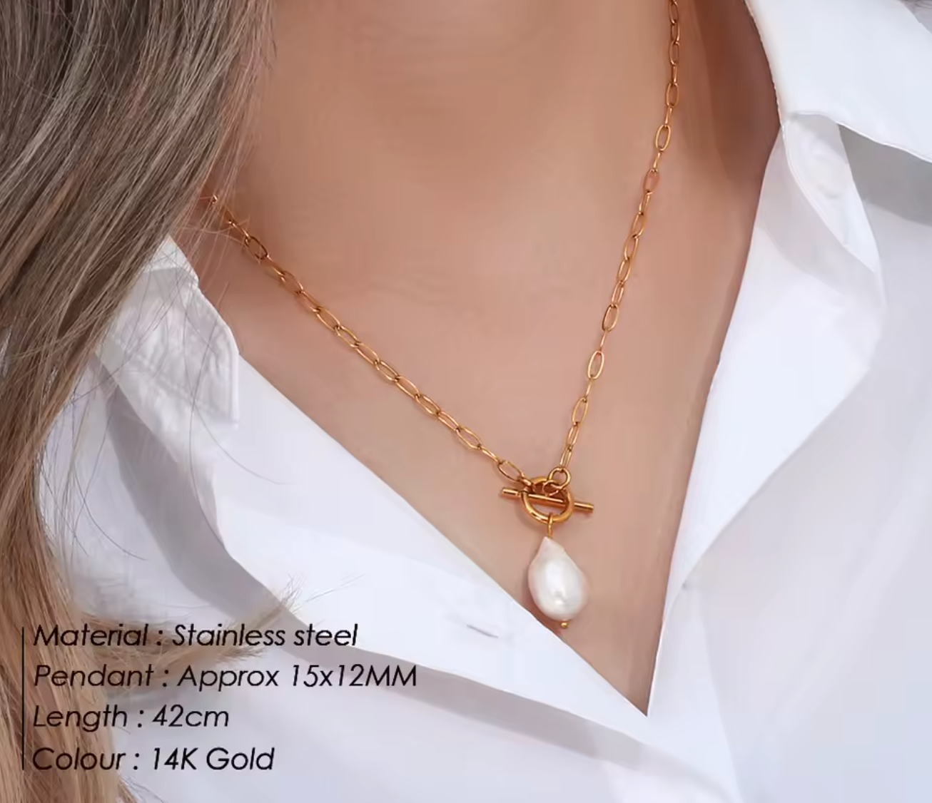 Freshwater Pearl Toggle Necklace