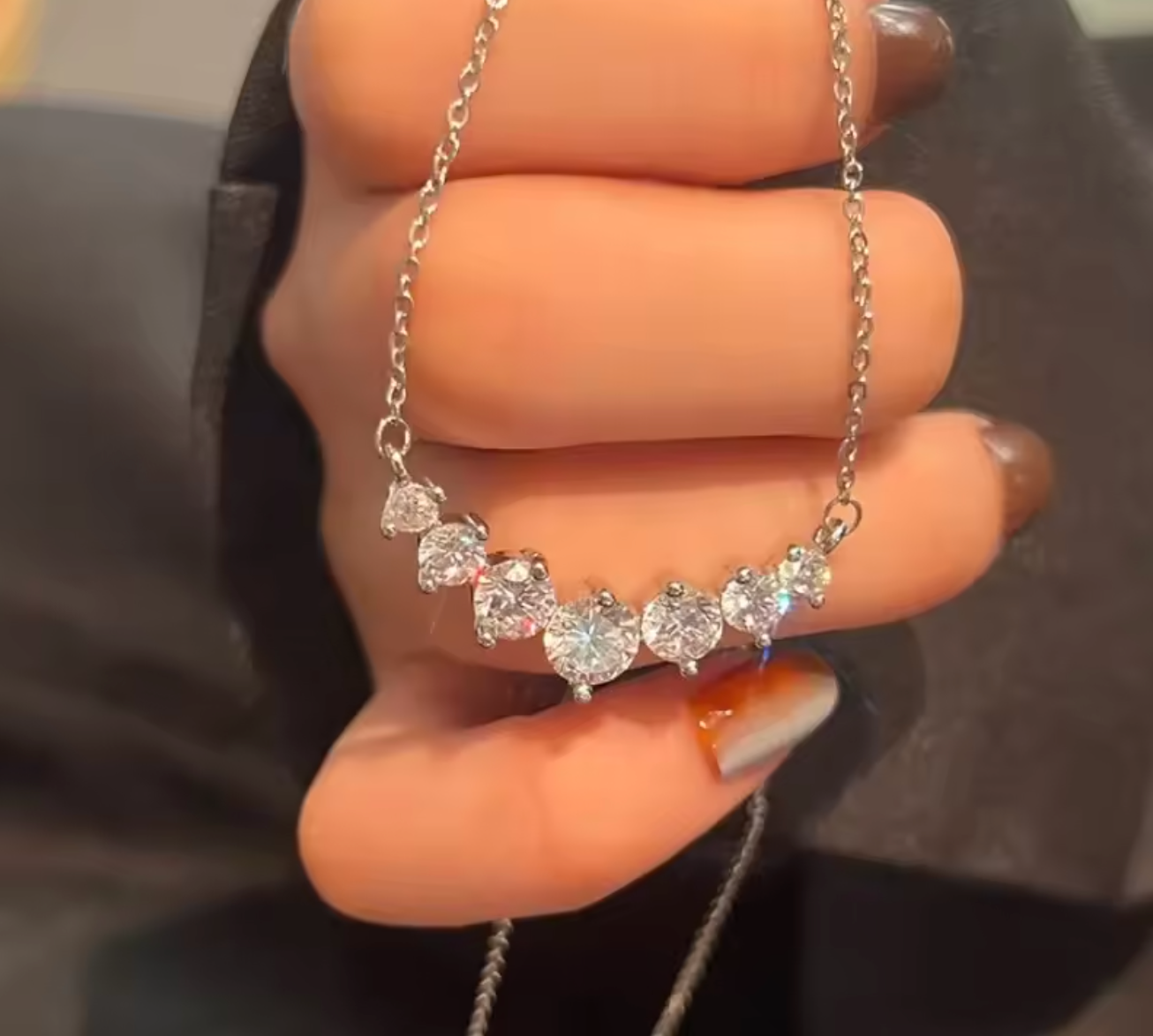 D VVS1 Smile Pendant Moissanite Necklace