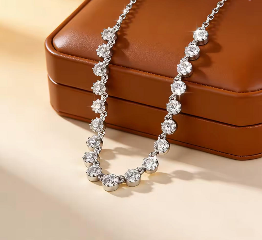 14K Gold Filled Bubble-Style Moissanite Pendant Necklace