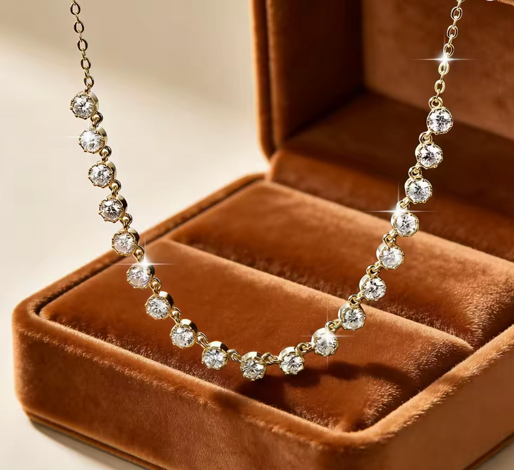 14K Gold Filled Bubble-Style Moissanite Pendant Necklace