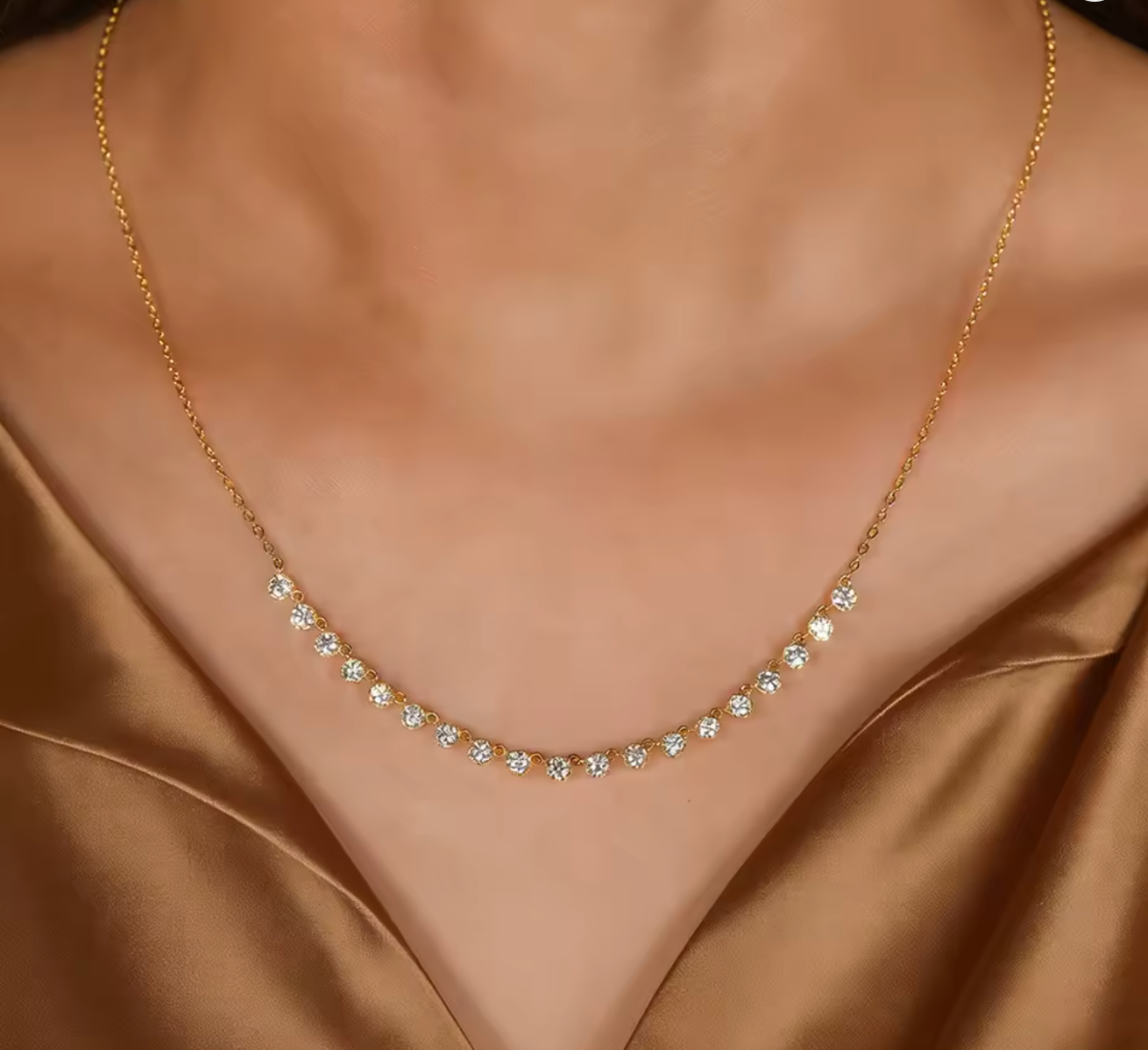 14K Gold Filled Bubble-Style Moissanite Pendant Necklace
