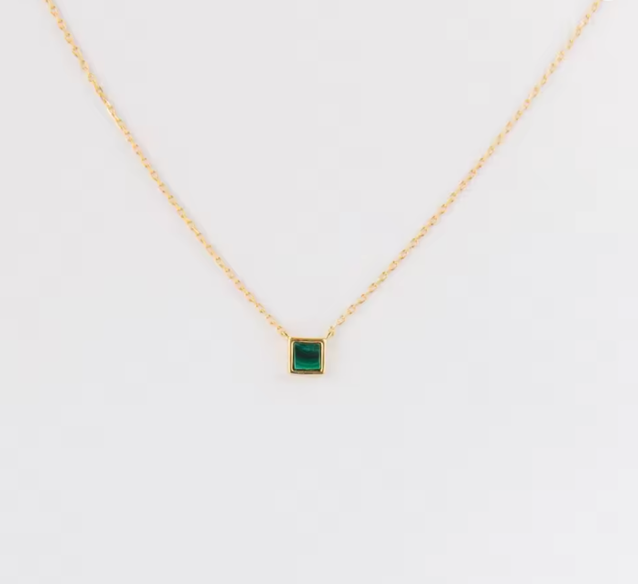 Square Peacock Green Crystal Necklace