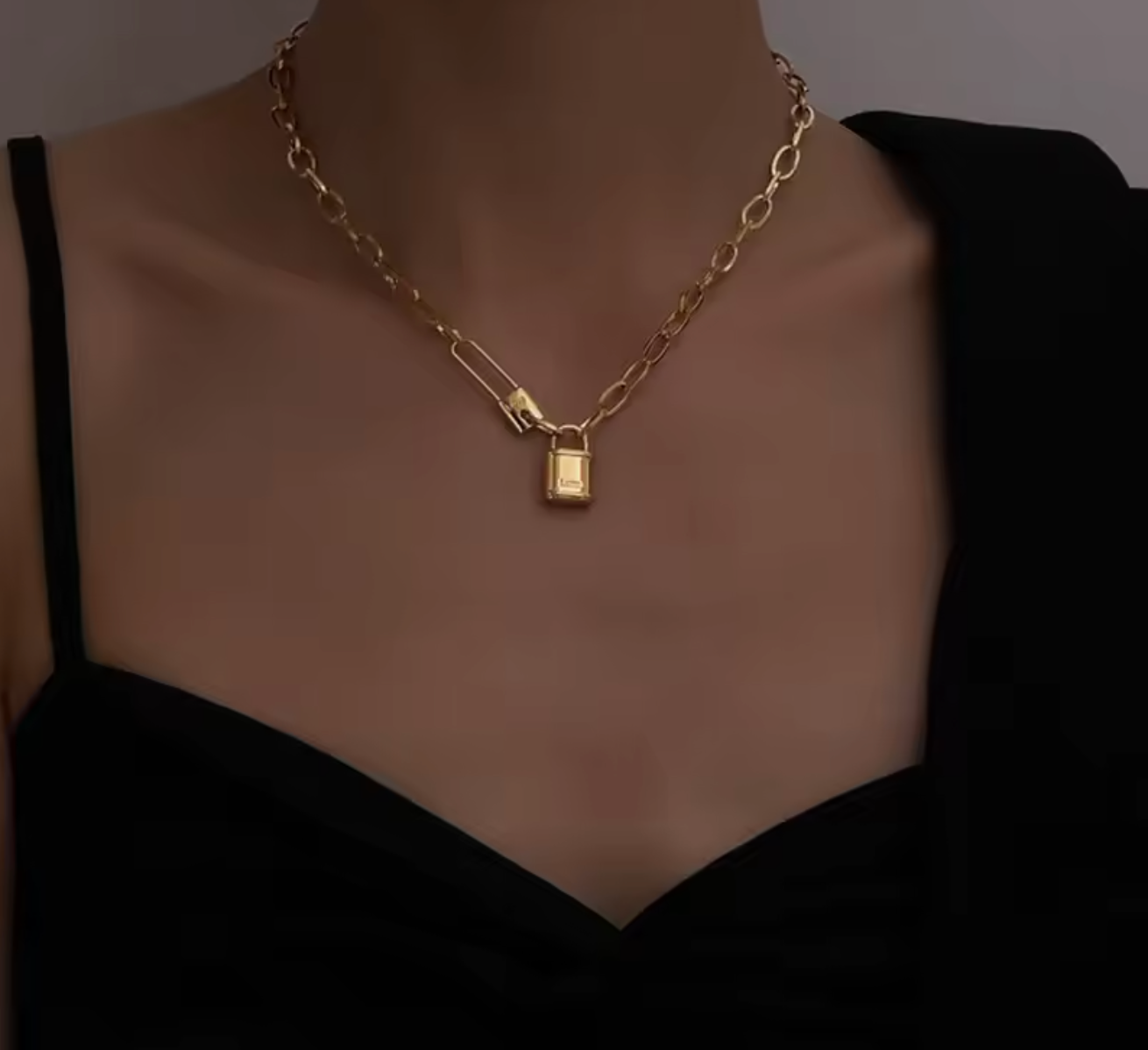 316L Stainless Steel Letter Love Lock Pendant Thick Chain Necklace