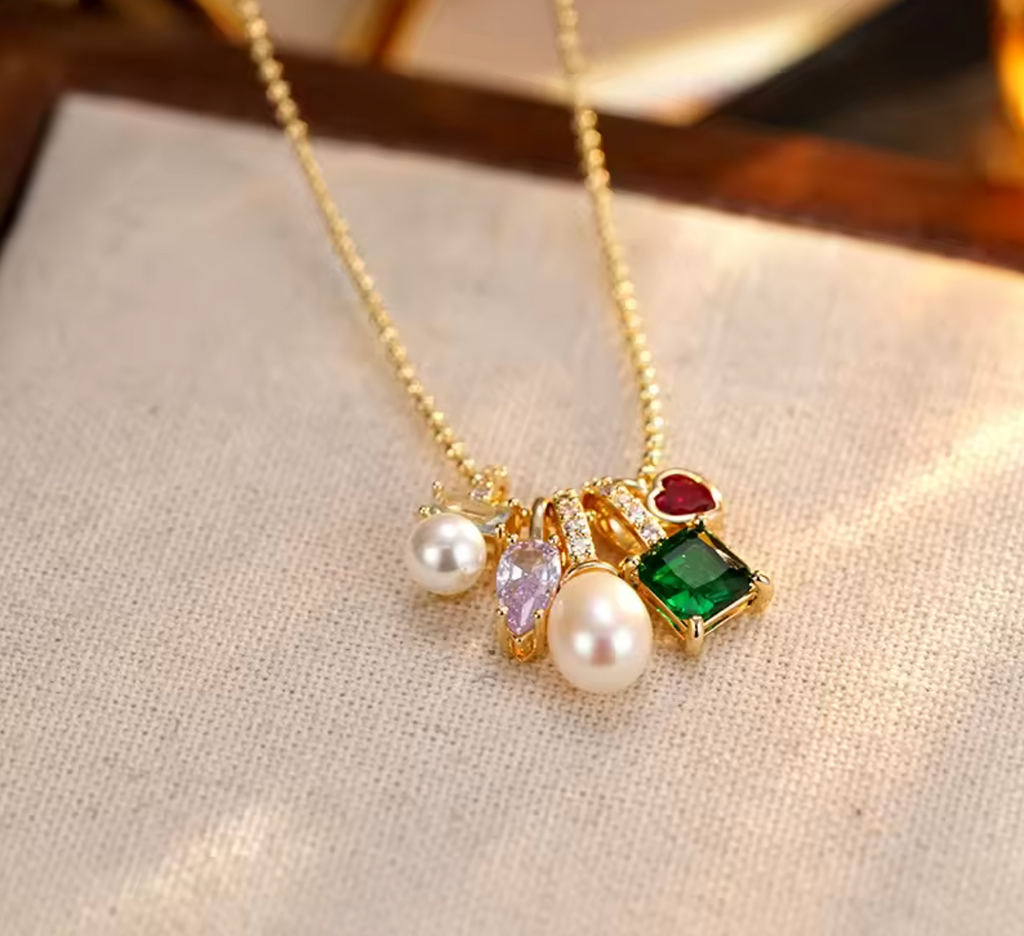 CZ Zircon Natural Freshwater Pearl Pendant Necklace
