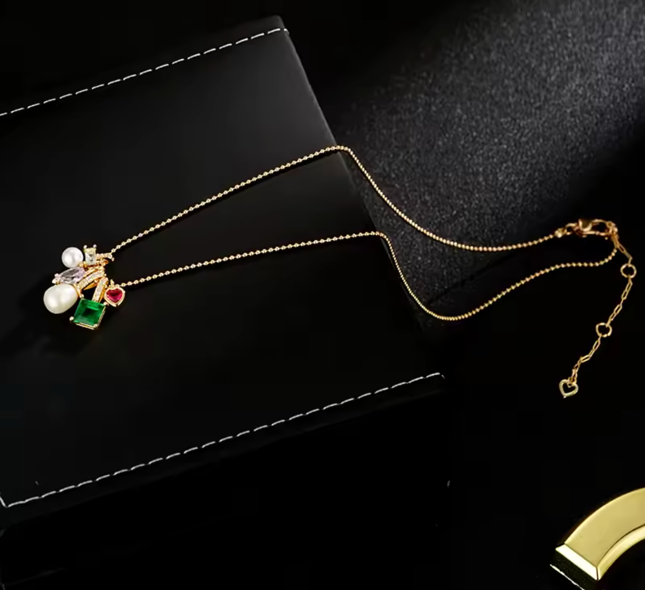 CZ Zircon Natural Freshwater Pearl Pendant Necklace