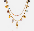 Stainless Steel Double Layer Oil Drip Necklace