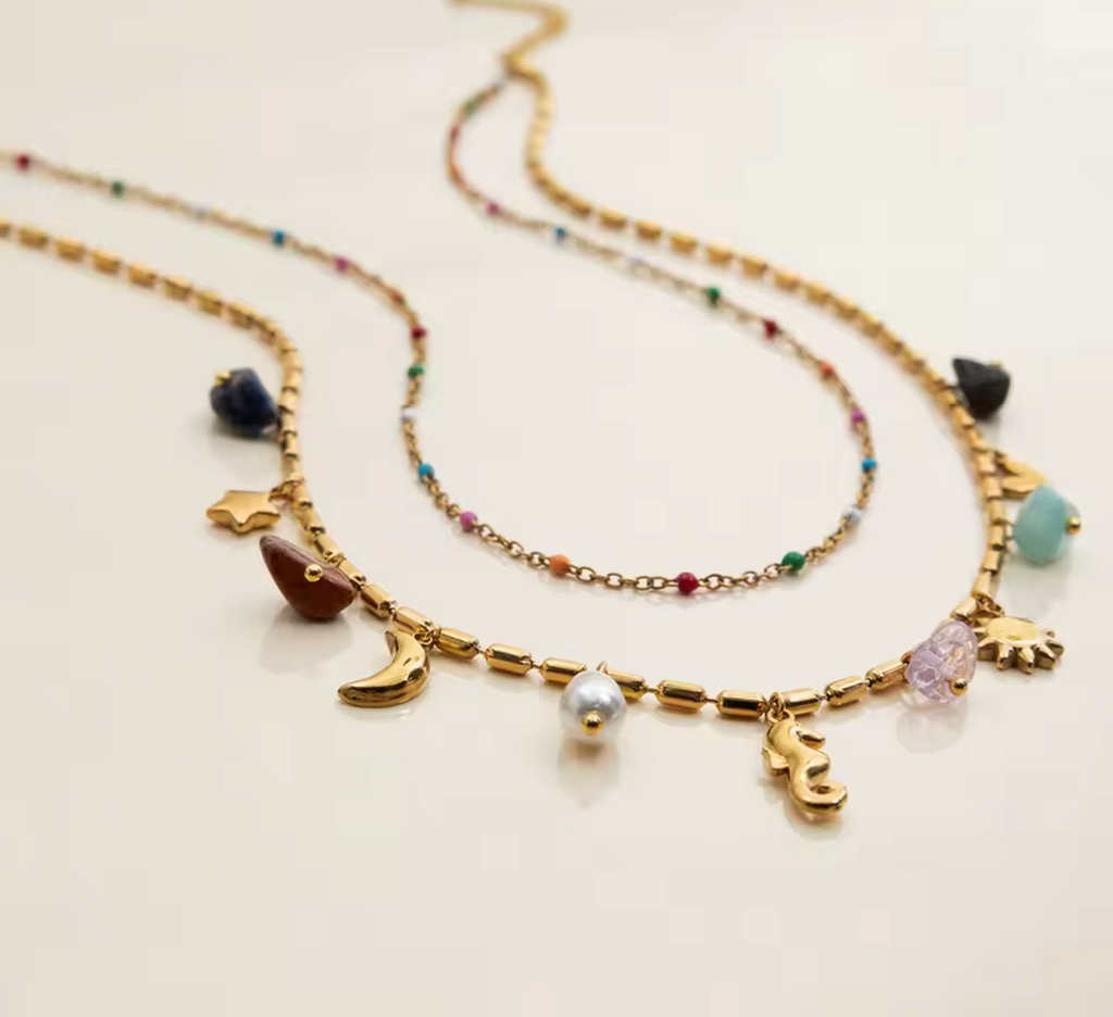 Stainless Steel Double Layer Oil Drip Necklace