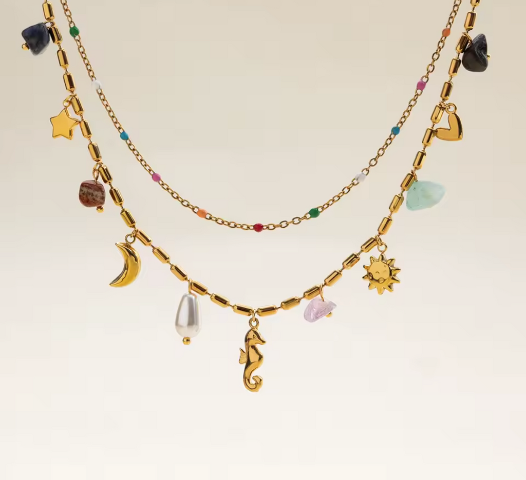 Stainless Steel Double Layer Oil Drip Necklace